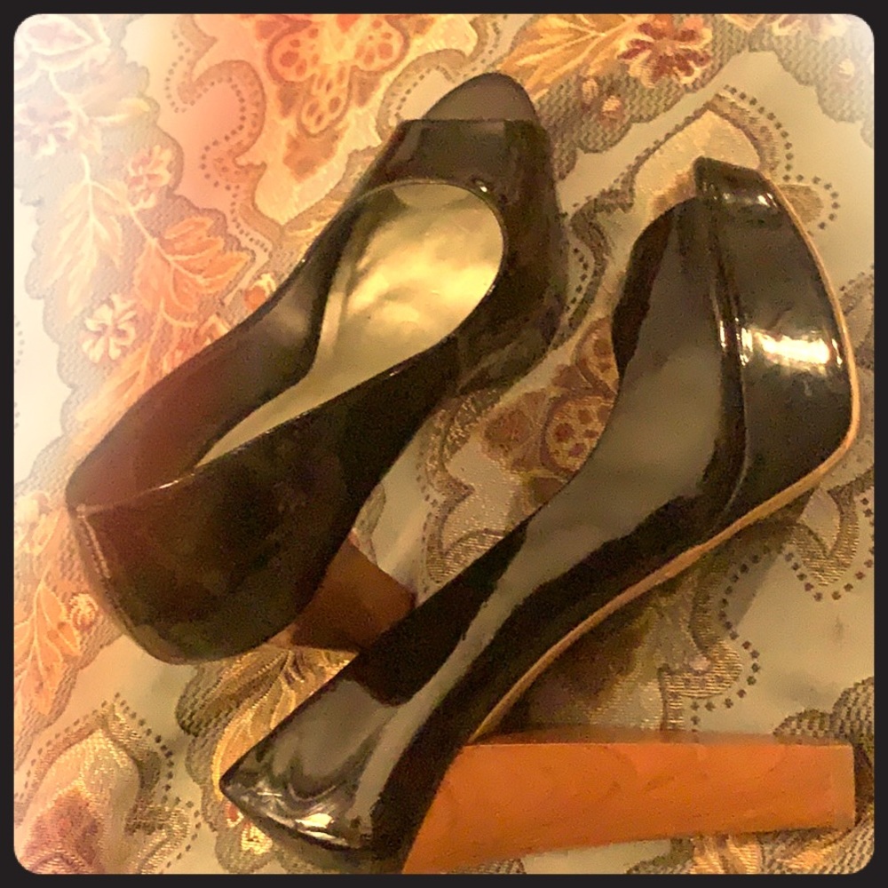 Black open toe heel
